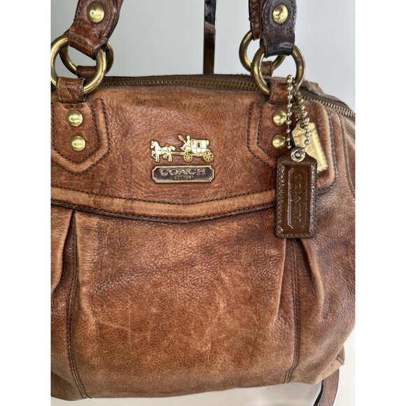 DISTRESSED Coach VTG Madison Claire Handbag Leather Brown 14334 - Picture 2 of 13